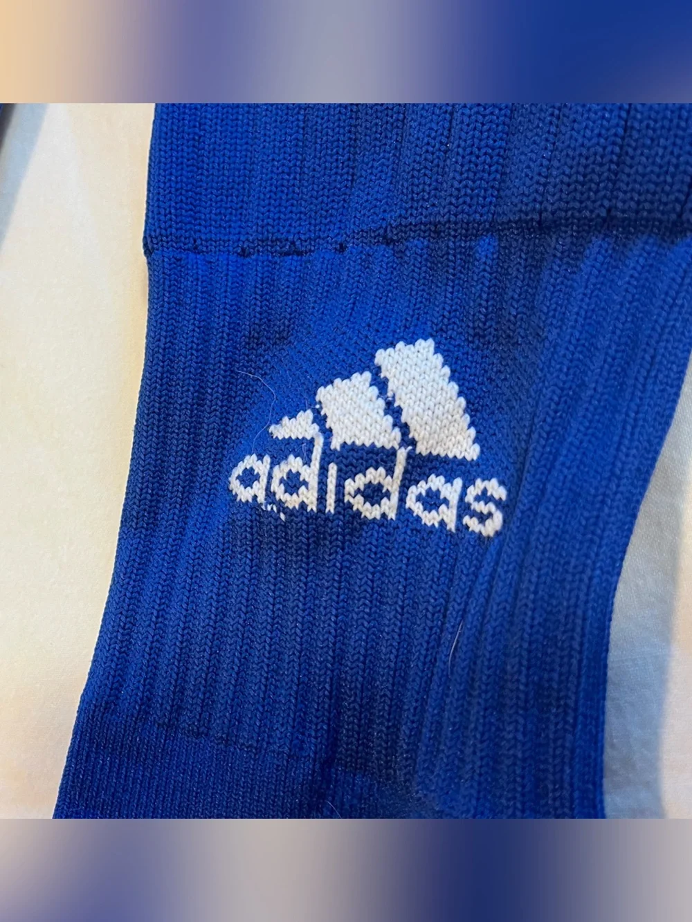 adidas Men's Blue Athletic Soccer Socks with White Stripes